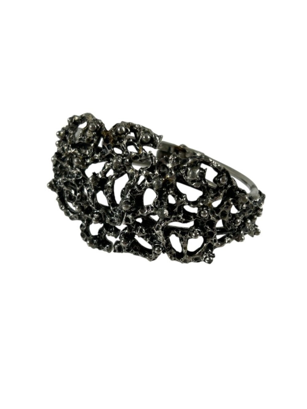 Brutalist Silver Tone Bracelet Organic Openwork Modernist Textured Abstract